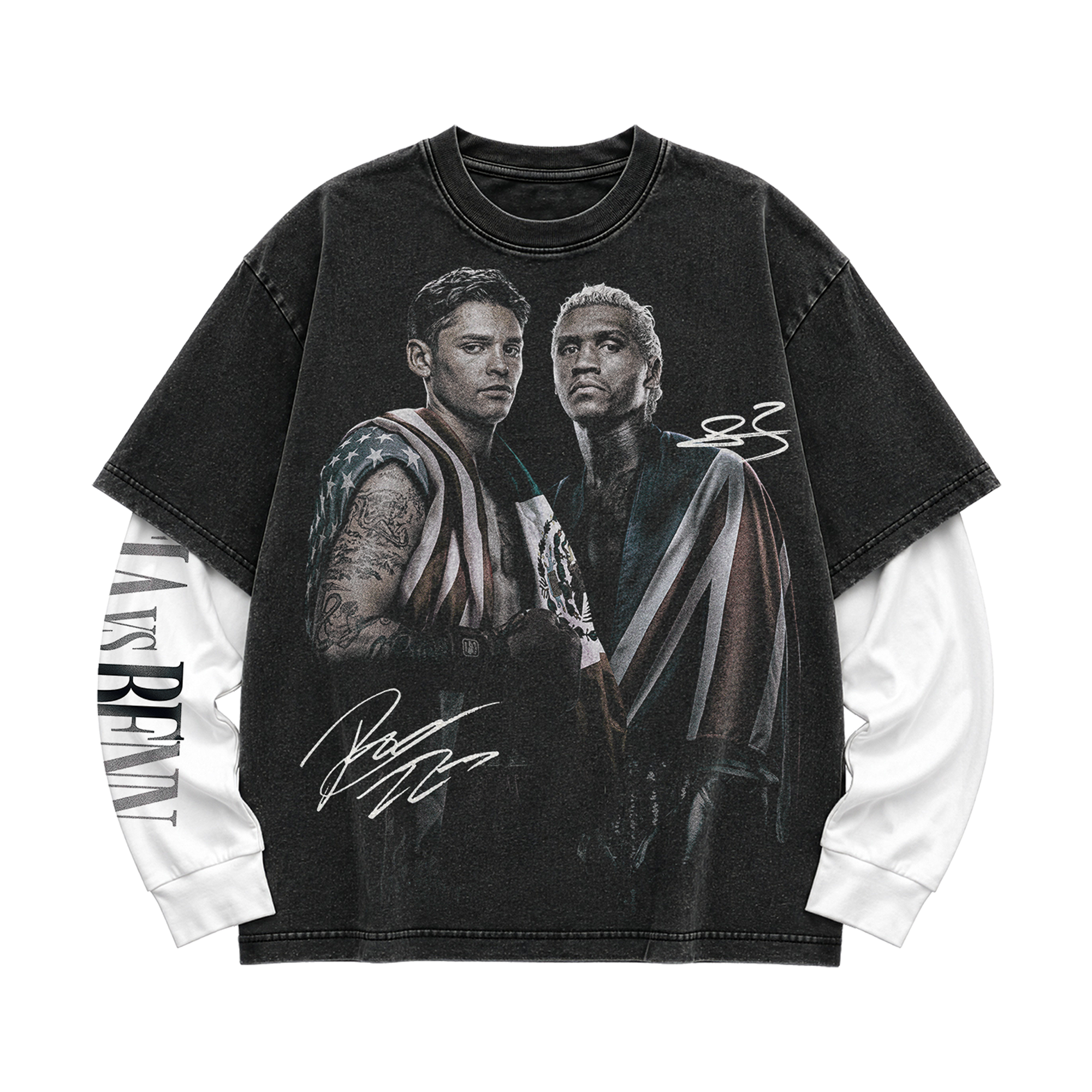 Men's Black Garcia vs. Benn Zuffa Boxing 11 Photo Double-Layer Long Sleeve T-Shirt