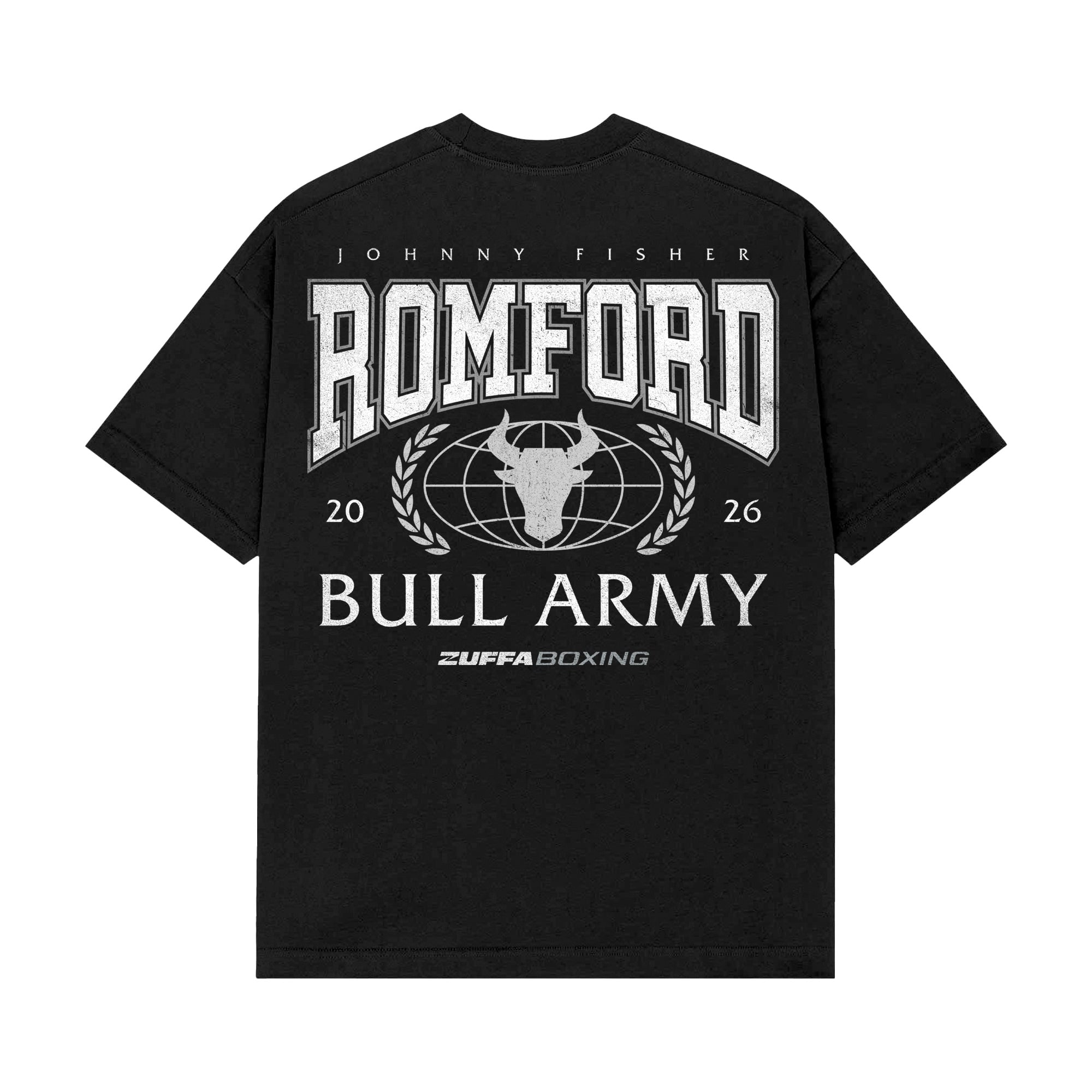 Men's Black Johnny Fisher Zuffa Boxing Bull Army T-Shirt