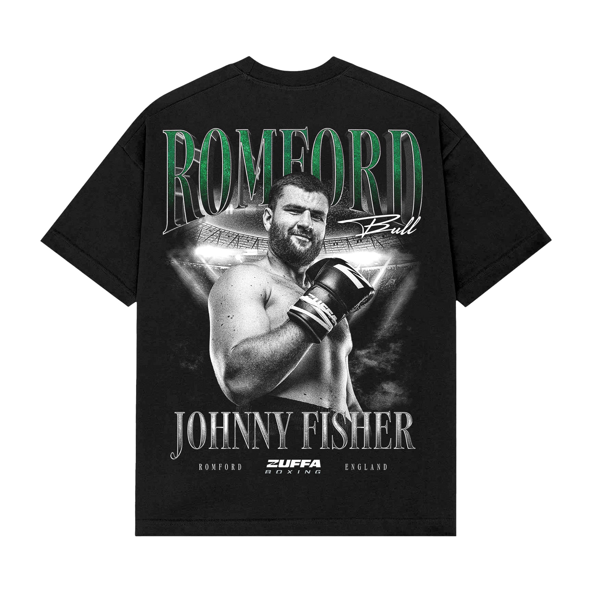 Men's Black Johnny Fisher Zuffa Boxing Romford Bull T-Shirt