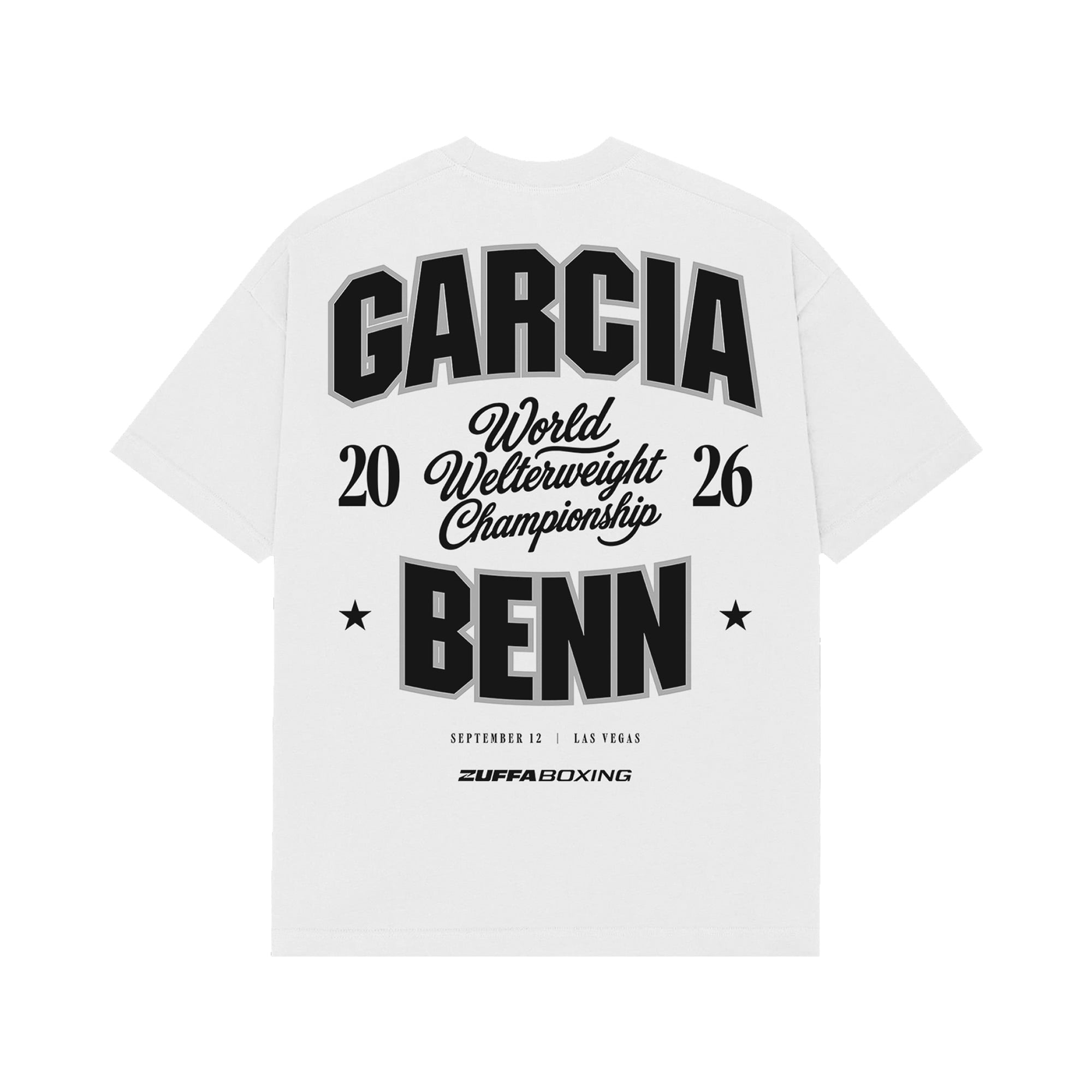 Men's White Garcia vs. Benn Zuffa Boxing 11 Collegiate T-Shirt